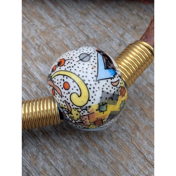 Vintage Floral Porcelain Necklace - Beaded Bohemian Jewelry - Picture 7 of 10